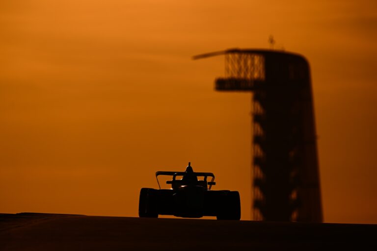 AUSTIN, TEXAS - OCTOBER 20: Maite Caceres of Uruguay and Campos Racing (3) drives on track during qualifying for the F1 Academy Series Round 7:Austin at Circuit of The Americas on October 20, 2023 in Austin, Texas. (Photo by Clive Mason - Formula 1/Formula 1 via Getty Images)
